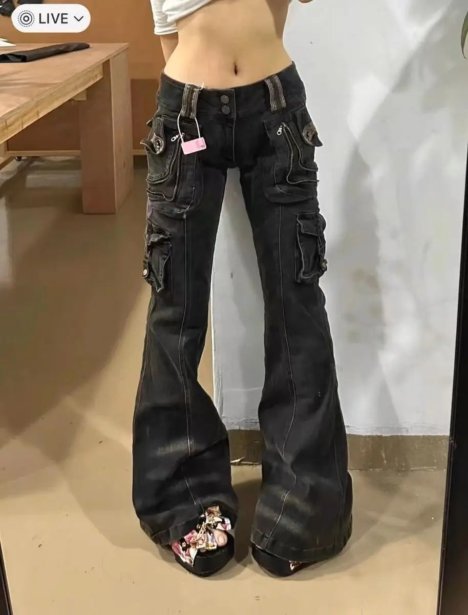 Bell Bottom Denim Cargo Pants - PWM