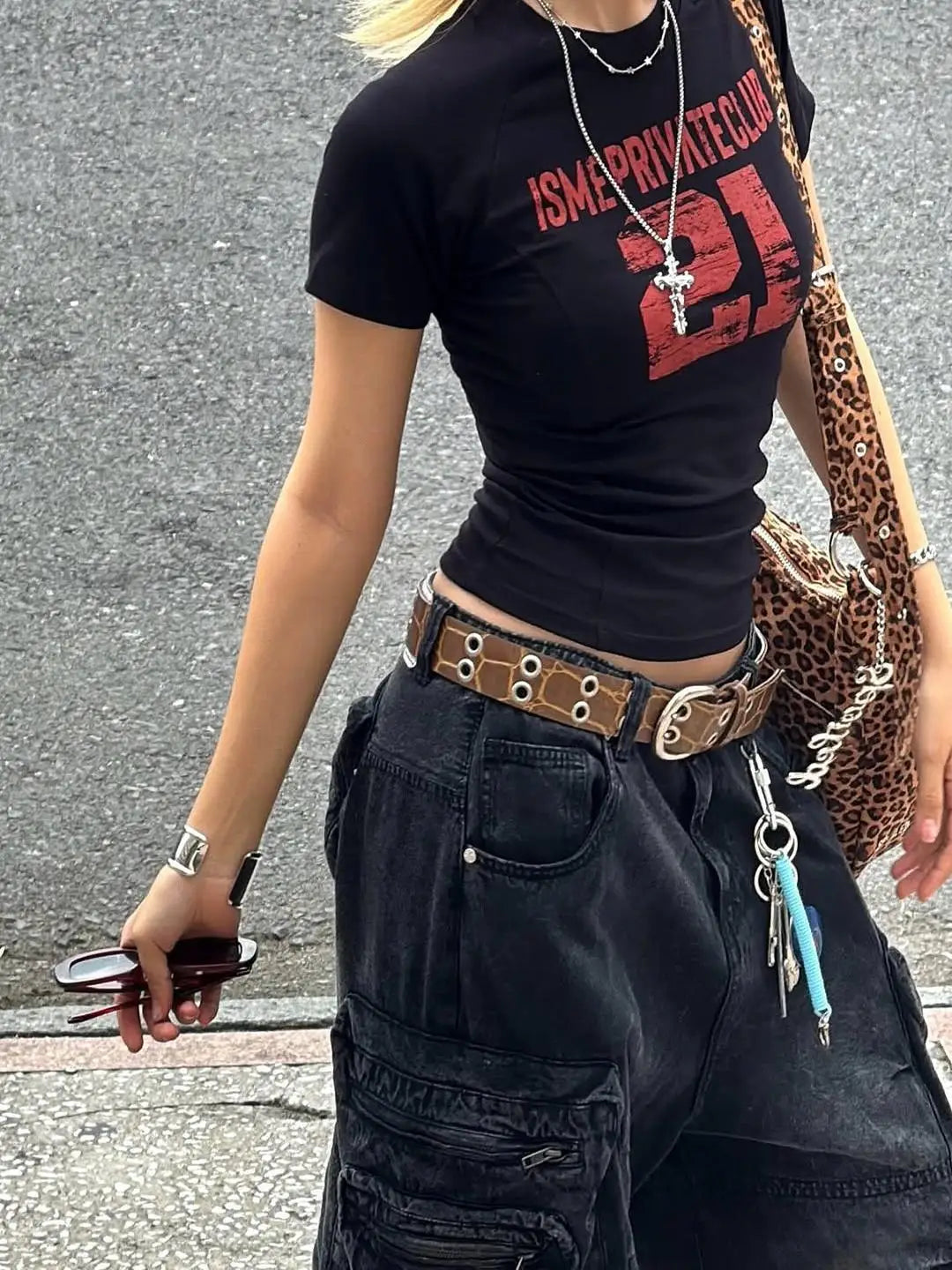Round Neck Letter Graphic Top