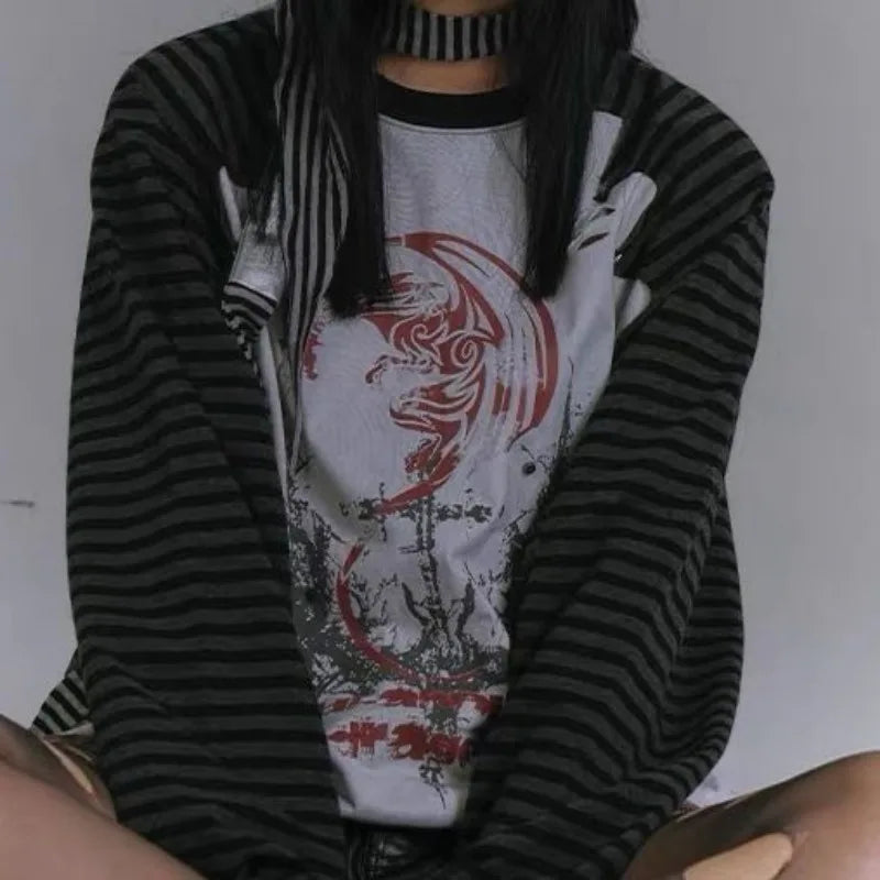 Patchwork Striped Long Sleeve Top - PWM