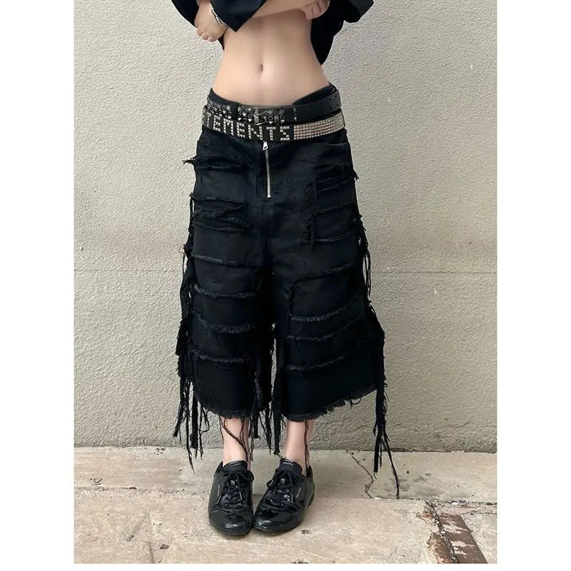 High Waist Washed Denim Shorts