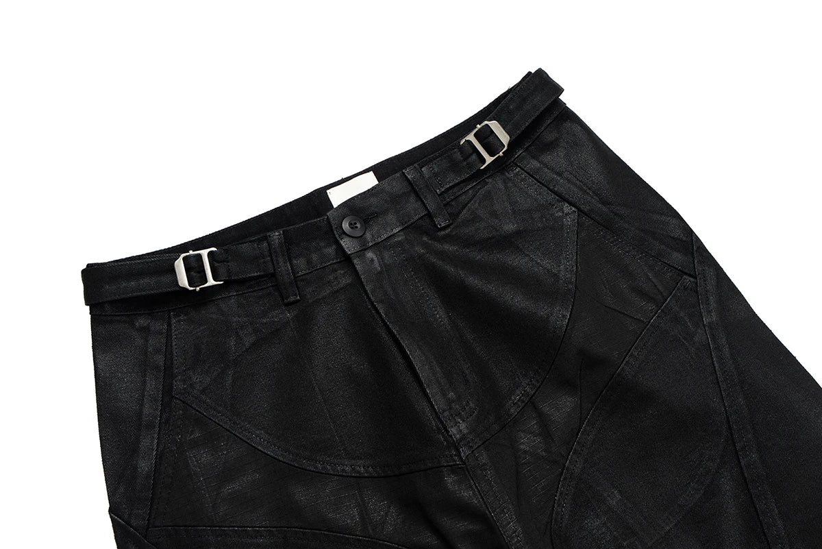 Coated Wax Baggy Cargo Pants - PWM