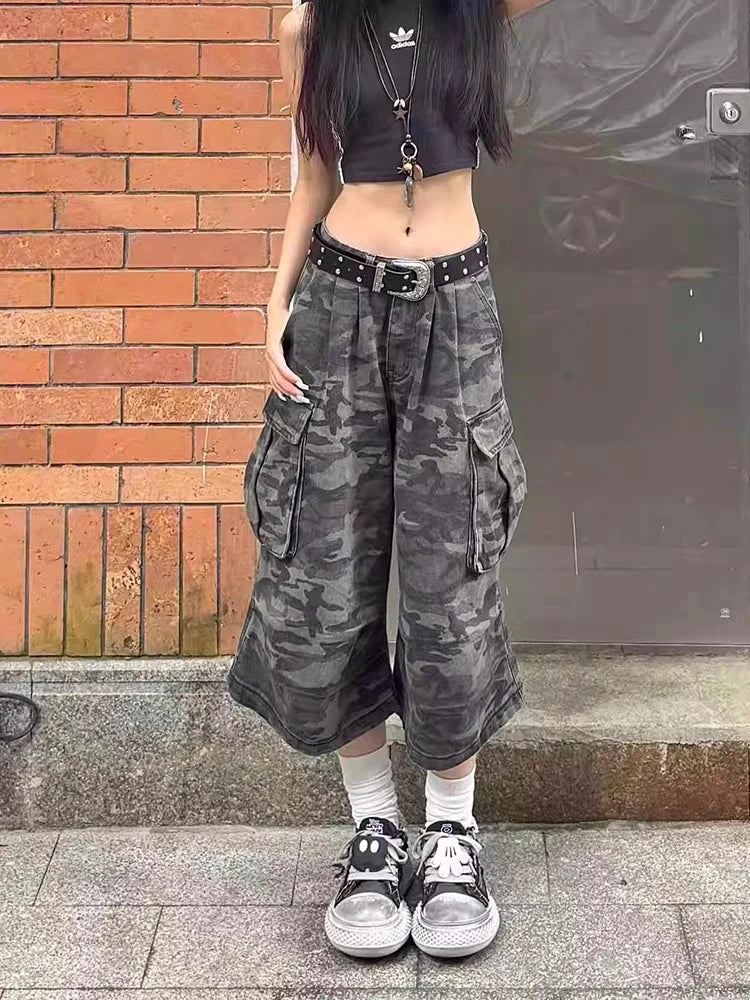 Camouflage Denim Shorts