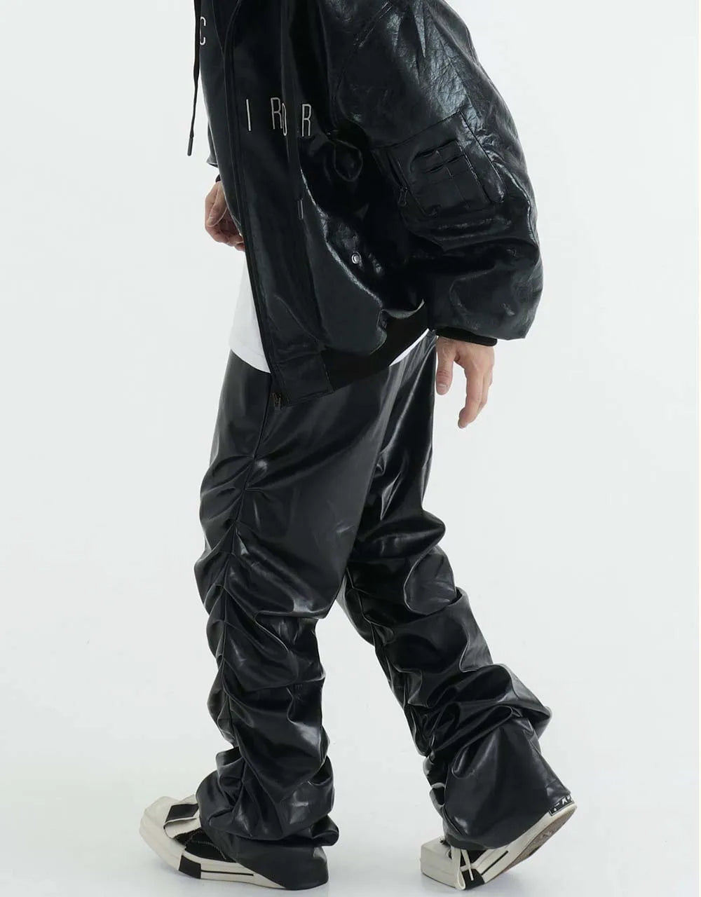 Pleated Leather Pants