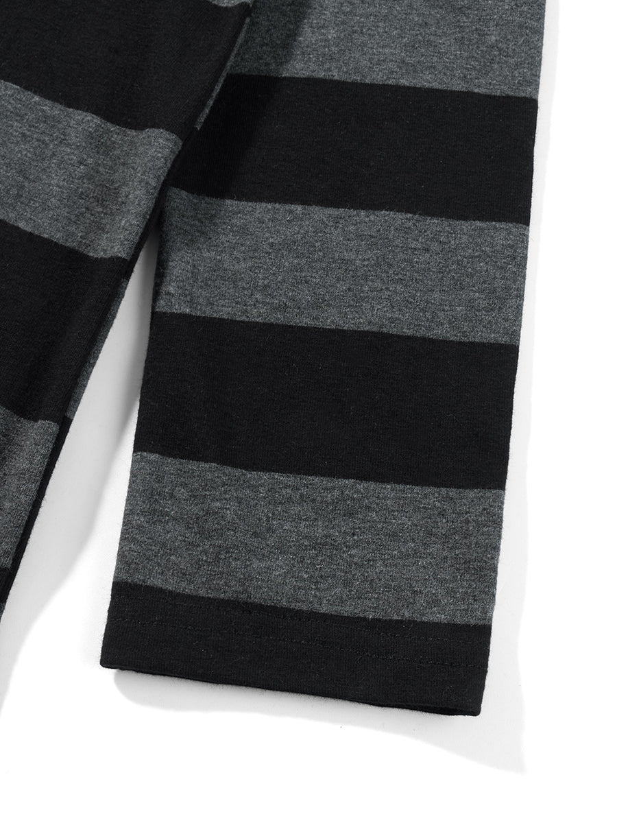 Grey Striped Long Sleeve Tops