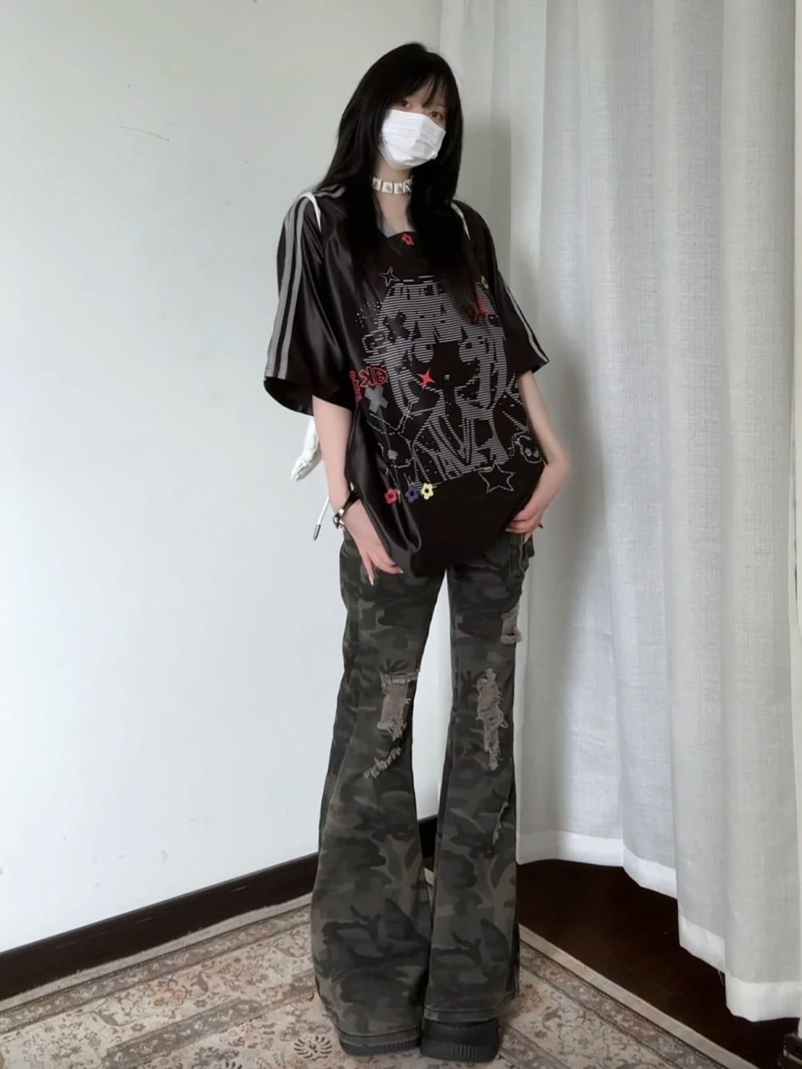 Low Rise Camouflage Flare Cargo Jean