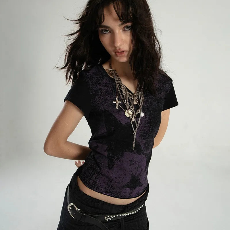 Crop Top Star Distressed T-Shirts