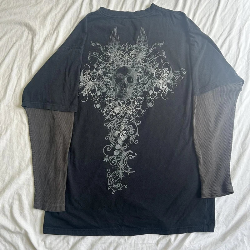Two Piece Cross Skull Print Tee - PWM