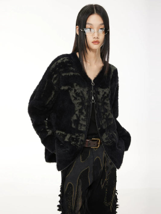 Knitted Double Zippers Cardigan - PWM