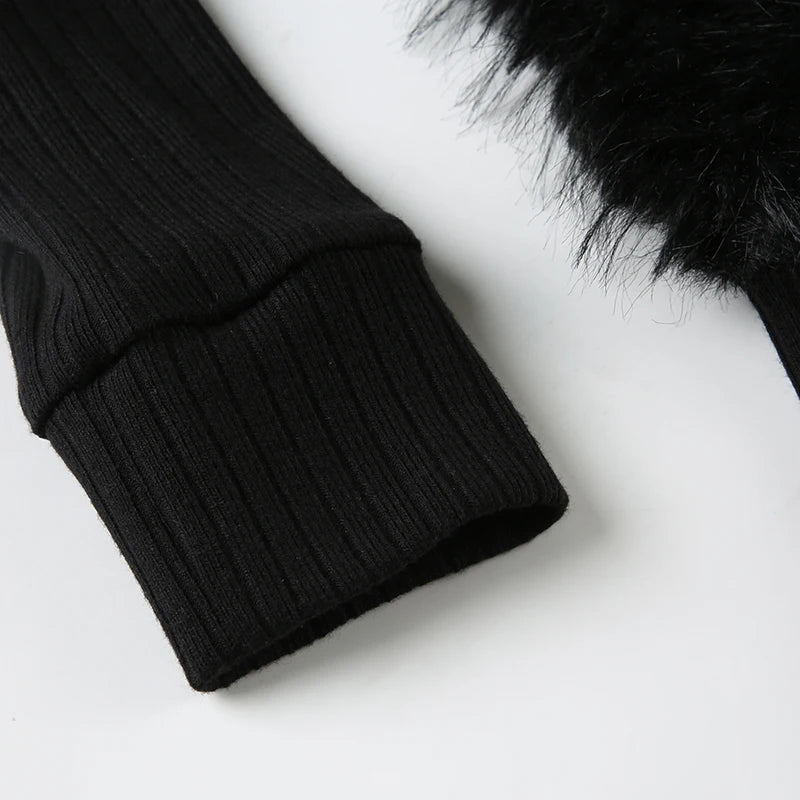 Furry Stitching Zipper Hoodie - PWM