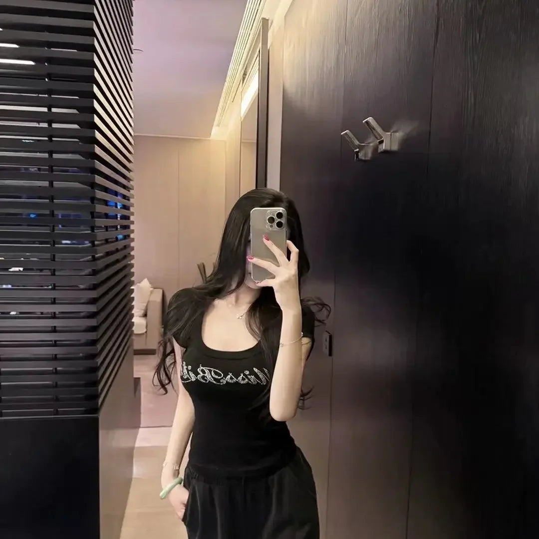 Slimming Spice Girl Pure Want Short Tight-fitting Top