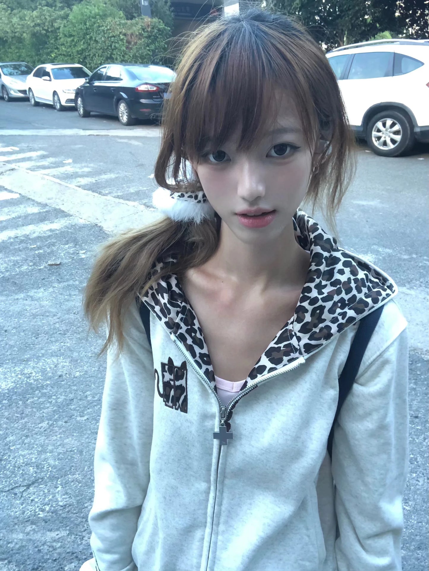 Devil Hooded 2000s Puppy Print Zipper Hoodie