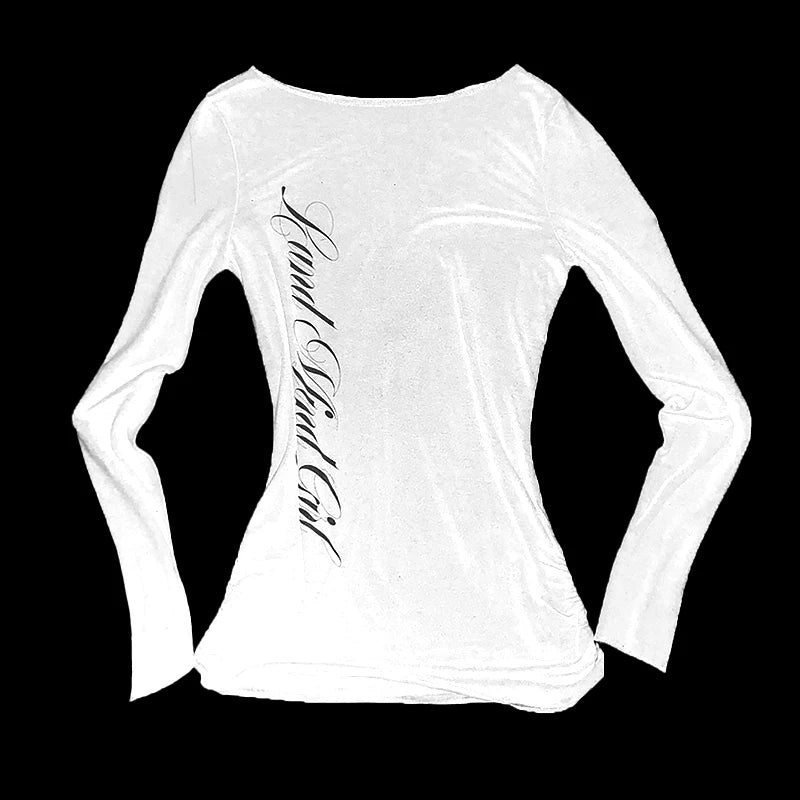Gothic Letter Print Long Sleeve T-shirt