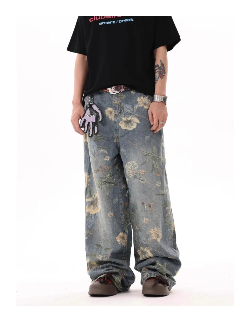 Floral Print Loose Jeans - PWM