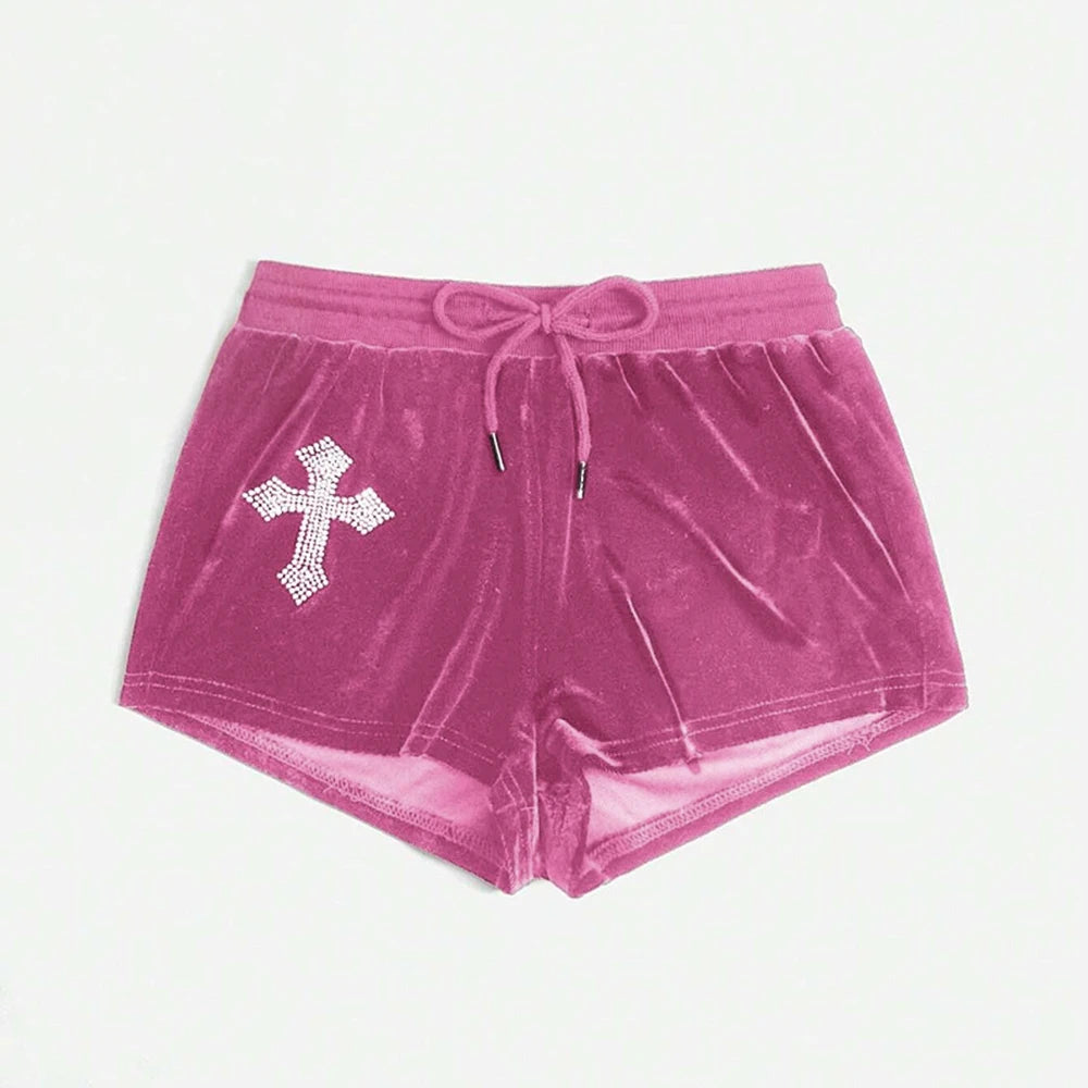 Cross Diamonds Drawstring Waist Shorts