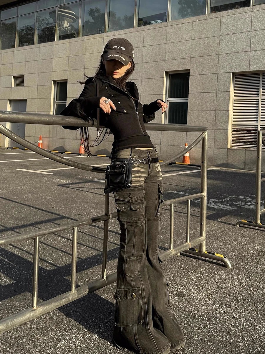 Low Waist Multi-Pocket Cargo Jeans