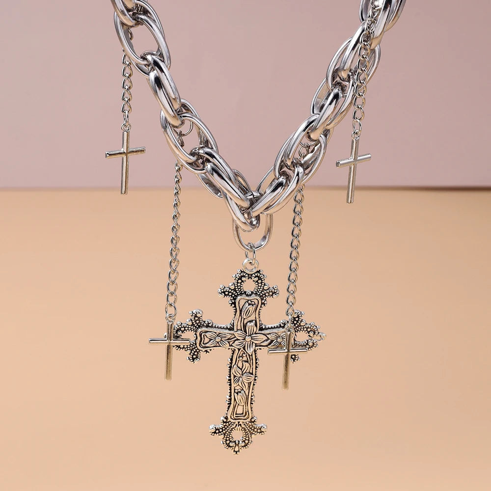 Cross Choker Pendant Necklaces