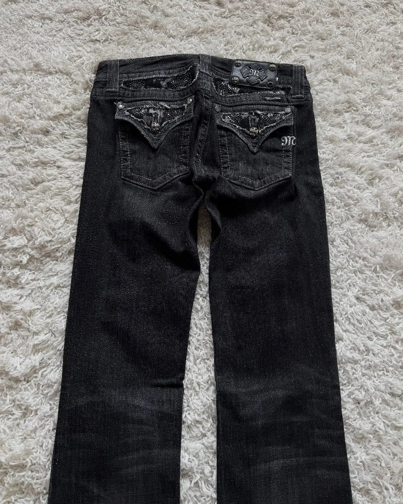 Washed Distressed Black Jeans