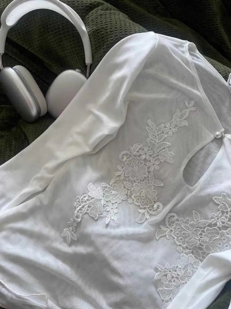 Floral Relief Mesh Tops