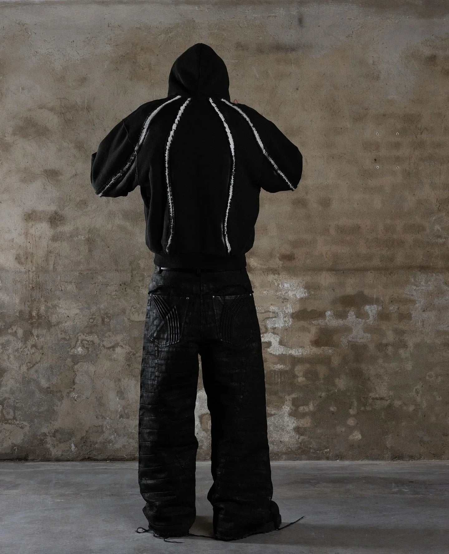 Heavy Splicing Striped Zipper Hoodie - PWM