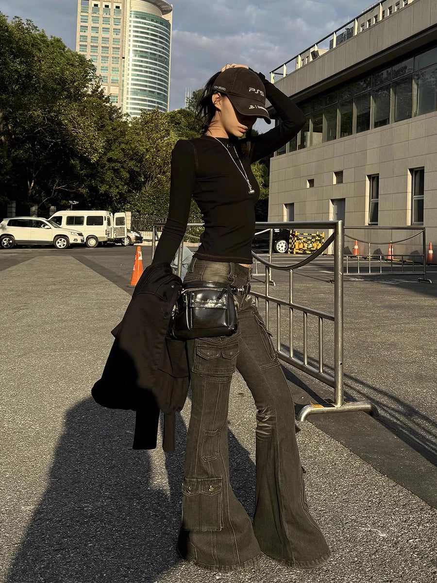 Low Waist Multi-Pocket Cargo Jeans