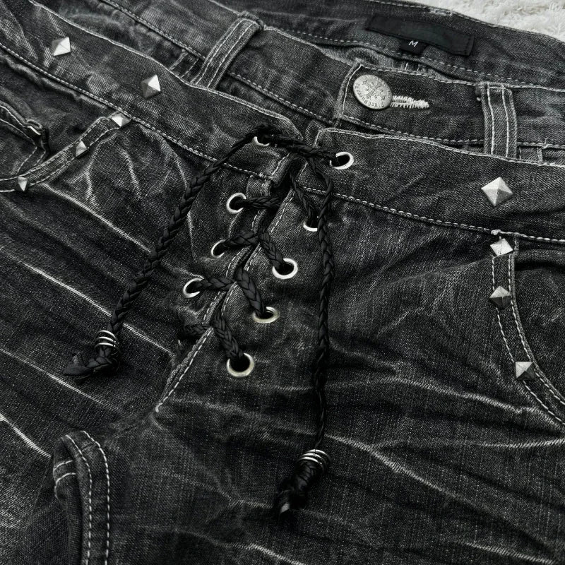 Double Waist Lace Up Jeans - PWM