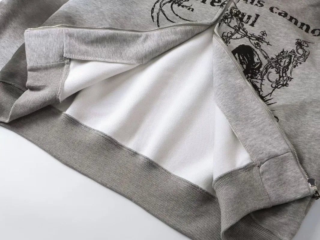 Fur Collar Graphic Hooded Jacket - PWM