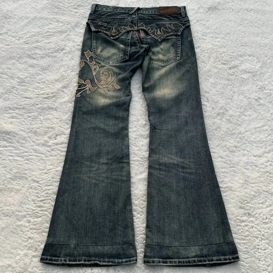 Splicing Embroidery Flare Pants - PWM