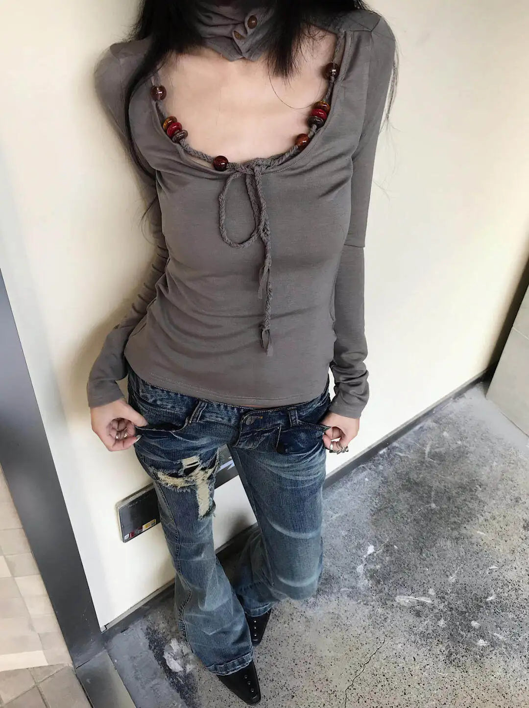 2000s Cross Damaged Jeans
