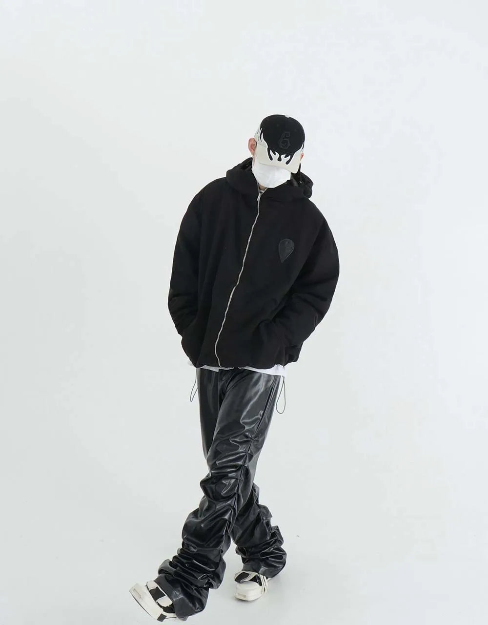 Pleated Leather Pants