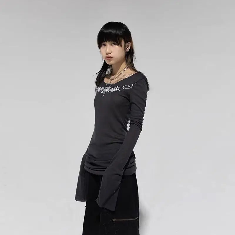 Slim Fit  Gothic Tops - PWM