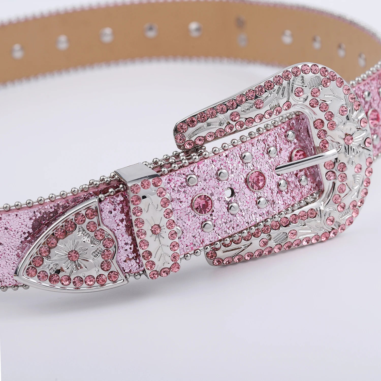 Pink cross-rivet Rhinestone belt - PWM