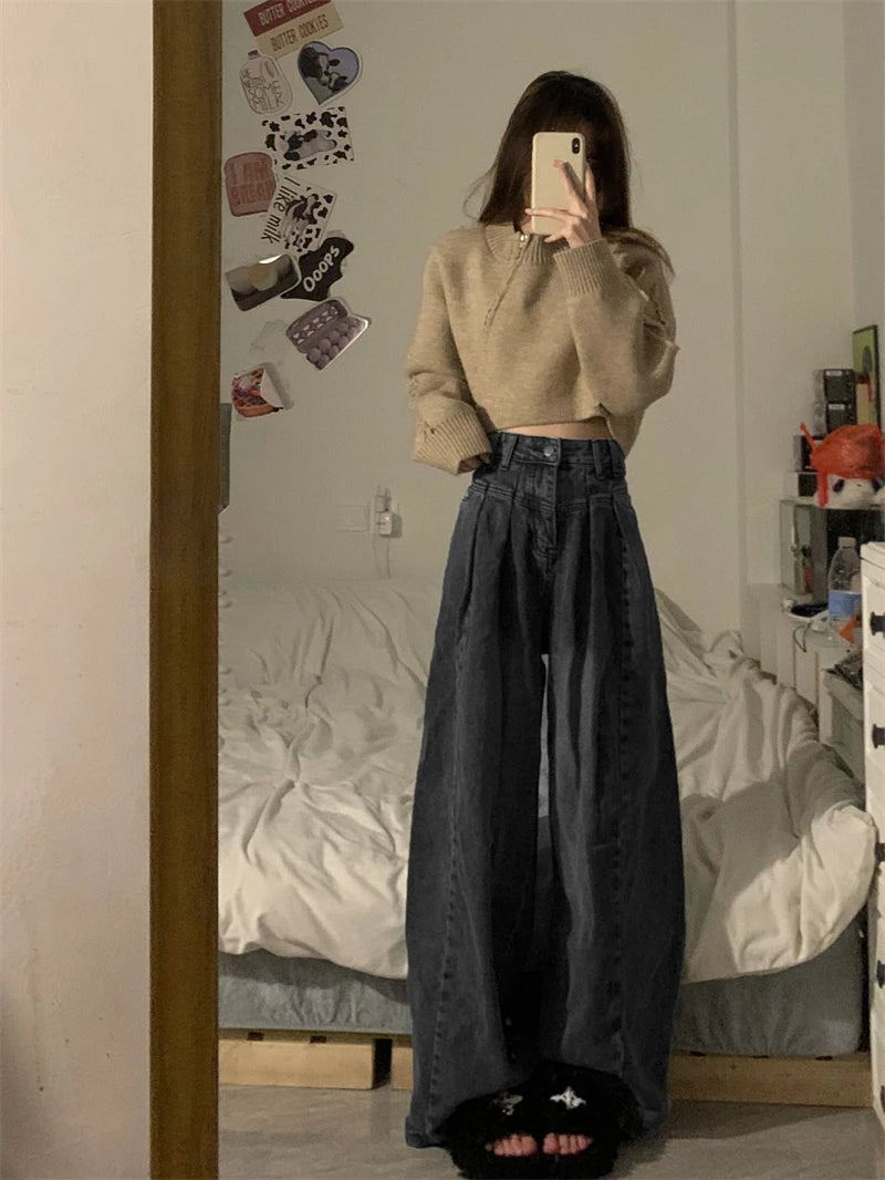 Japanese 2000s Style Baggy Denim Trousers - PWM
