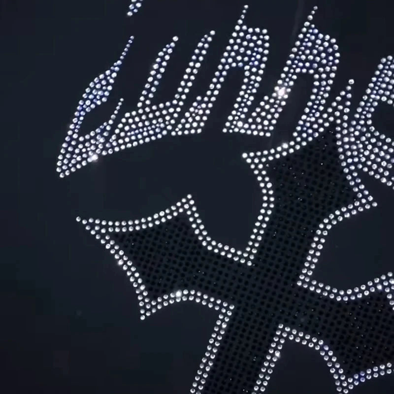 Rhinestones Cross Zipper Hoodie - PWM