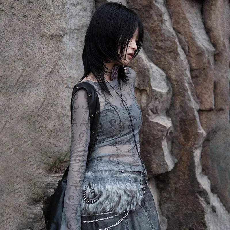 Toxic Pattern Mesh Tops