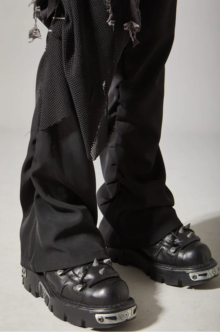 Layered Patchwork Flare Pants