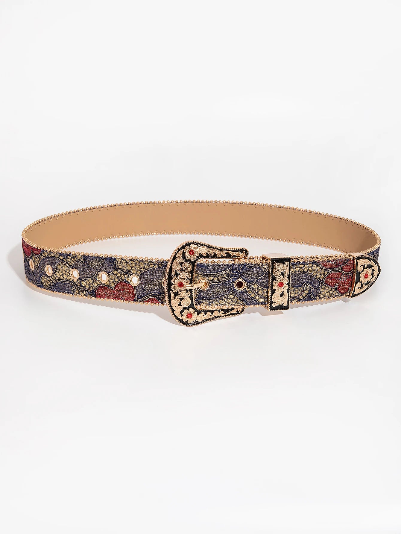 Gemstone engraved buckle belt