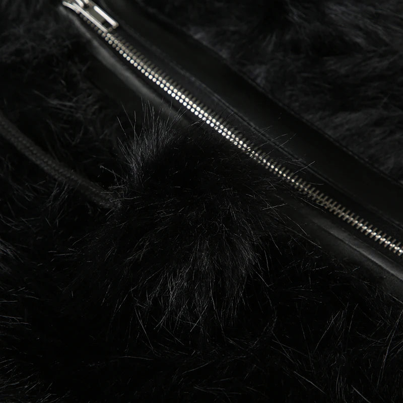 Furry Stitching Zipper Hoodie - PWM