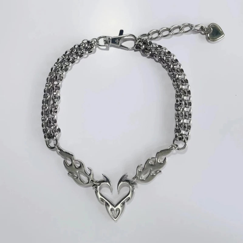 Hollow Flame Heart Pendant Necklaces - PWM