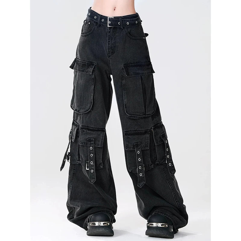 Loose Denim Cargo Multi-Pocket Trousers - PWM