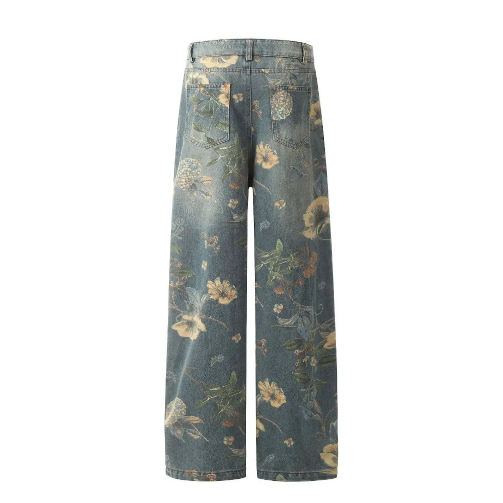 Floral Print Loose Jeans - PWM