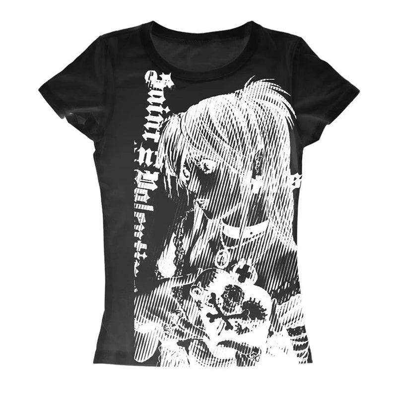 Cartoon Mono Printing T-shirt
