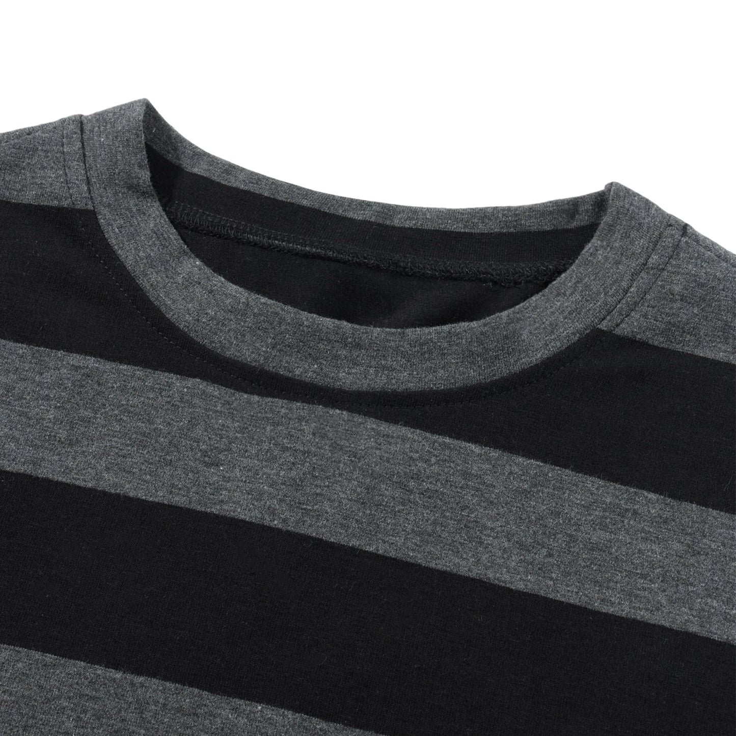 Grey Striped Long Sleeve Tops
