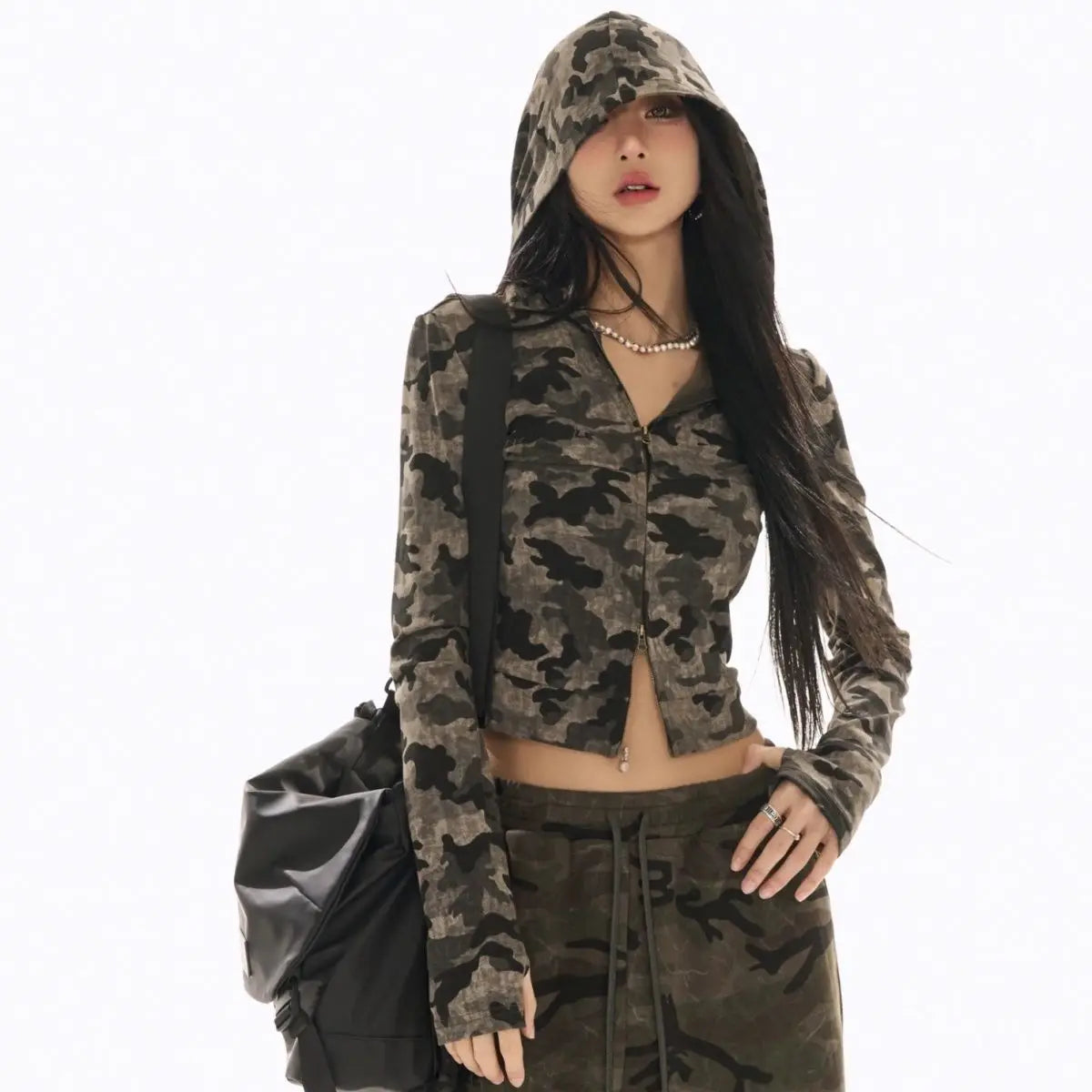 Slim Fit Camo Zipper Hoodie - PWM