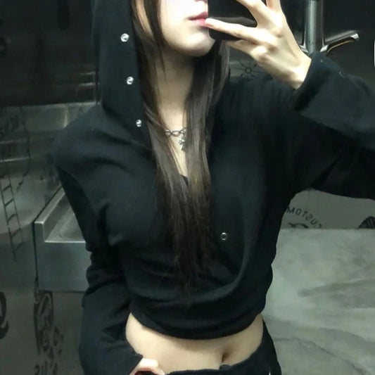 Rivet Hooded Short Length Tops - PWM