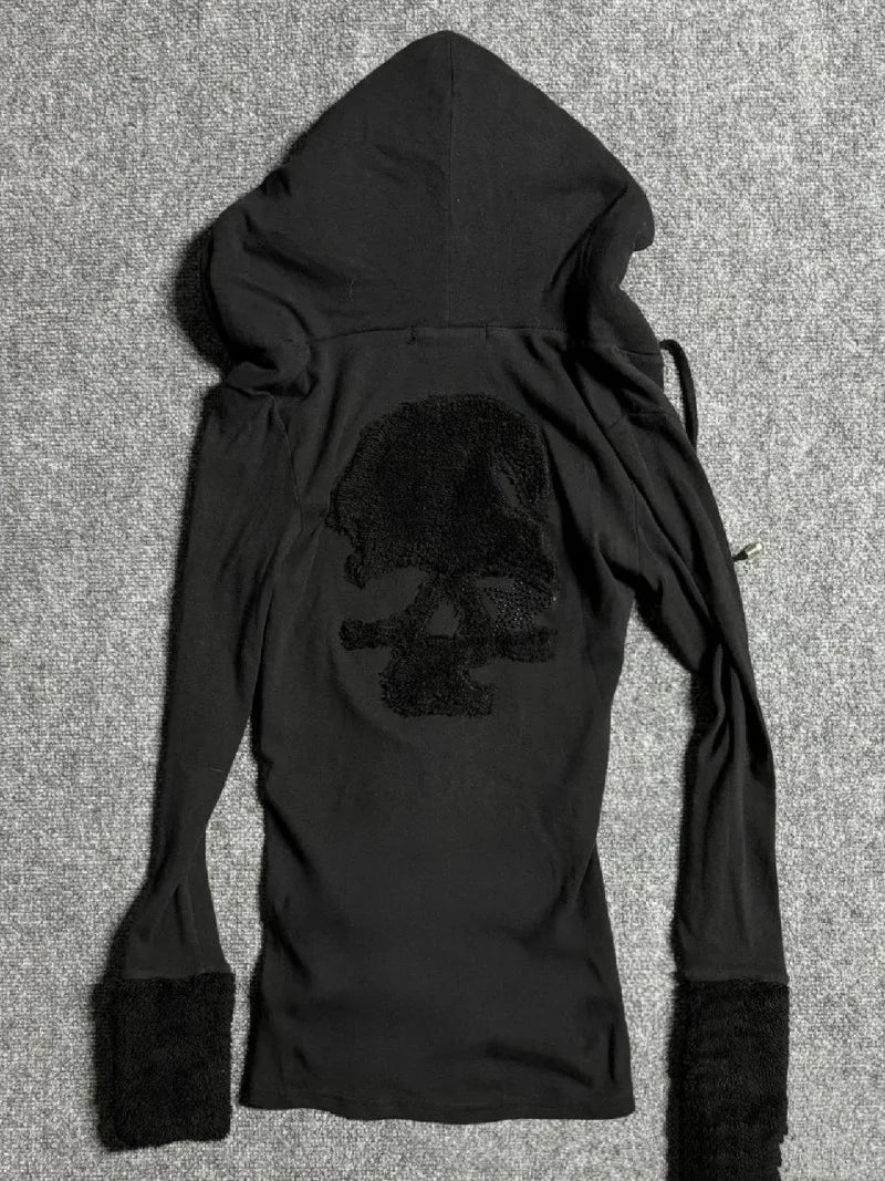 V-Neck Gothic Hooded Pullover Sweatshirt