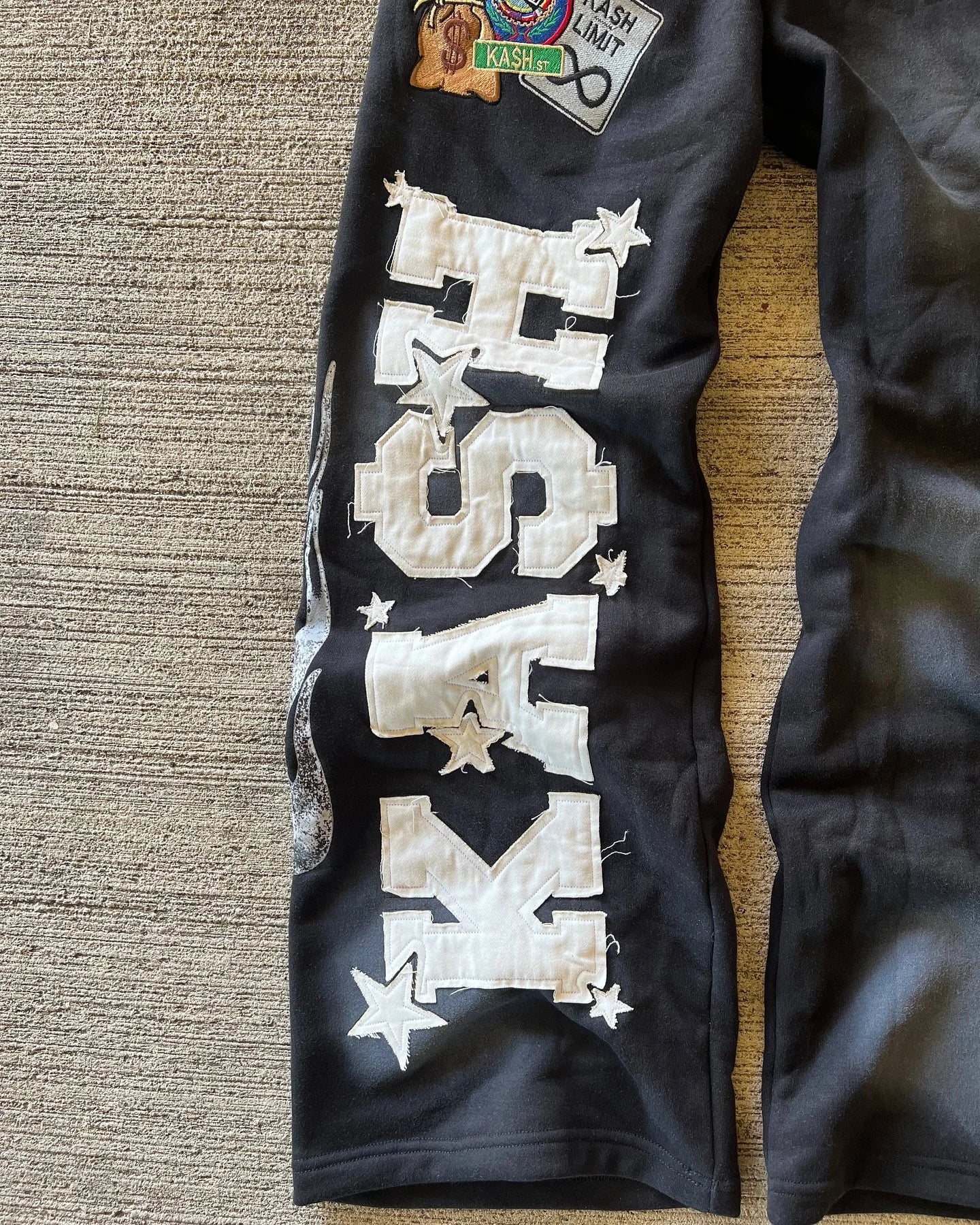 Letter Patch Double Layer Sweat Pants - PWM