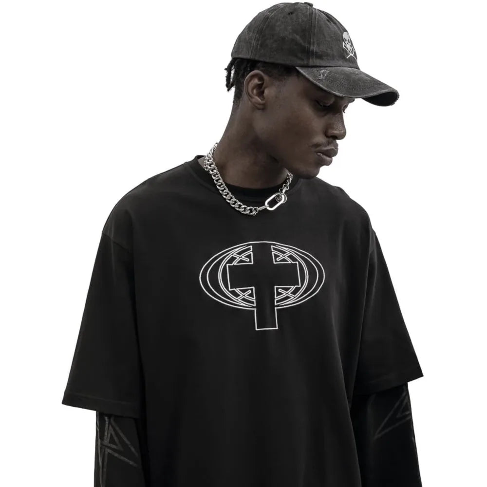 Fake Two Pieces Gothic Long Sleeve Tops