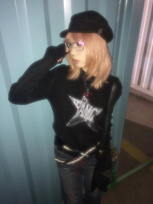 Star Print Knitted Tops