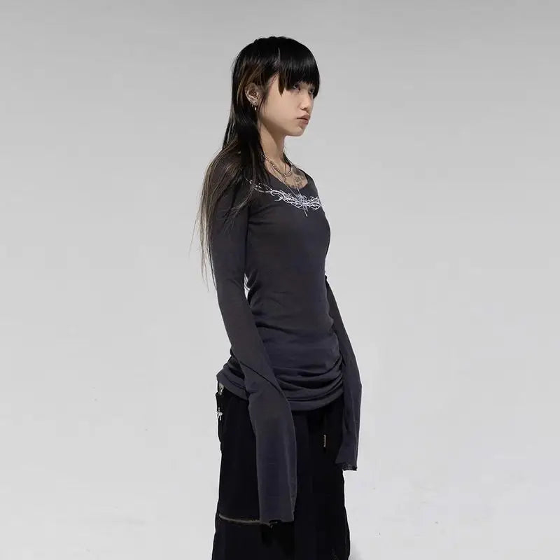 Slim Fit  Gothic Tops - PWM