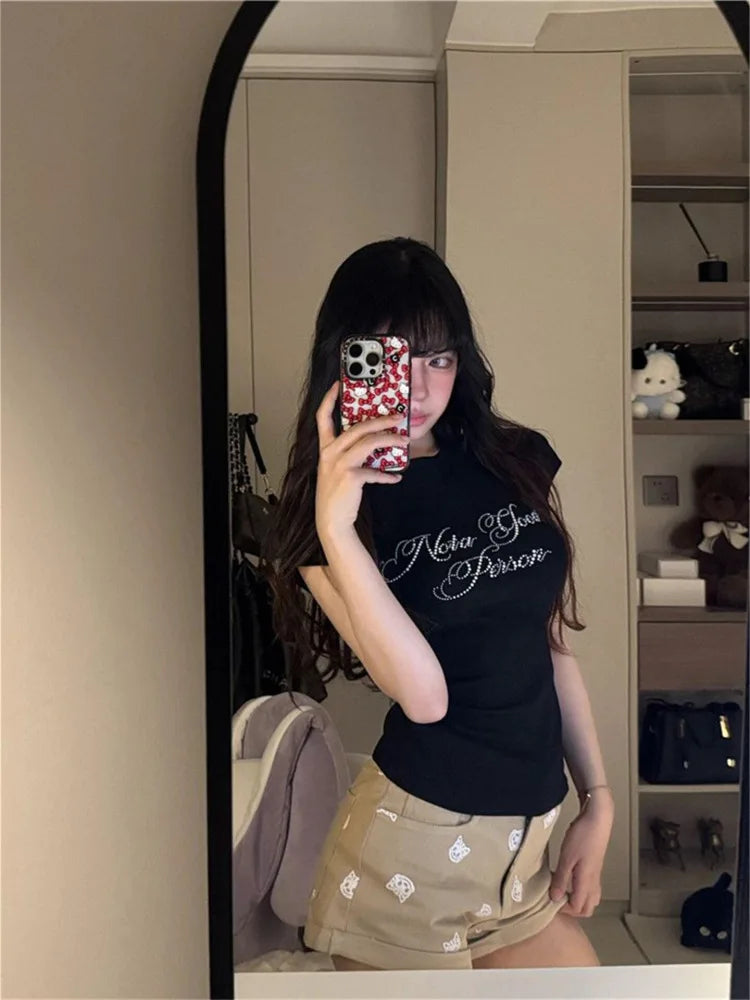 Letter Print Slim Fit Waist T-Shirt